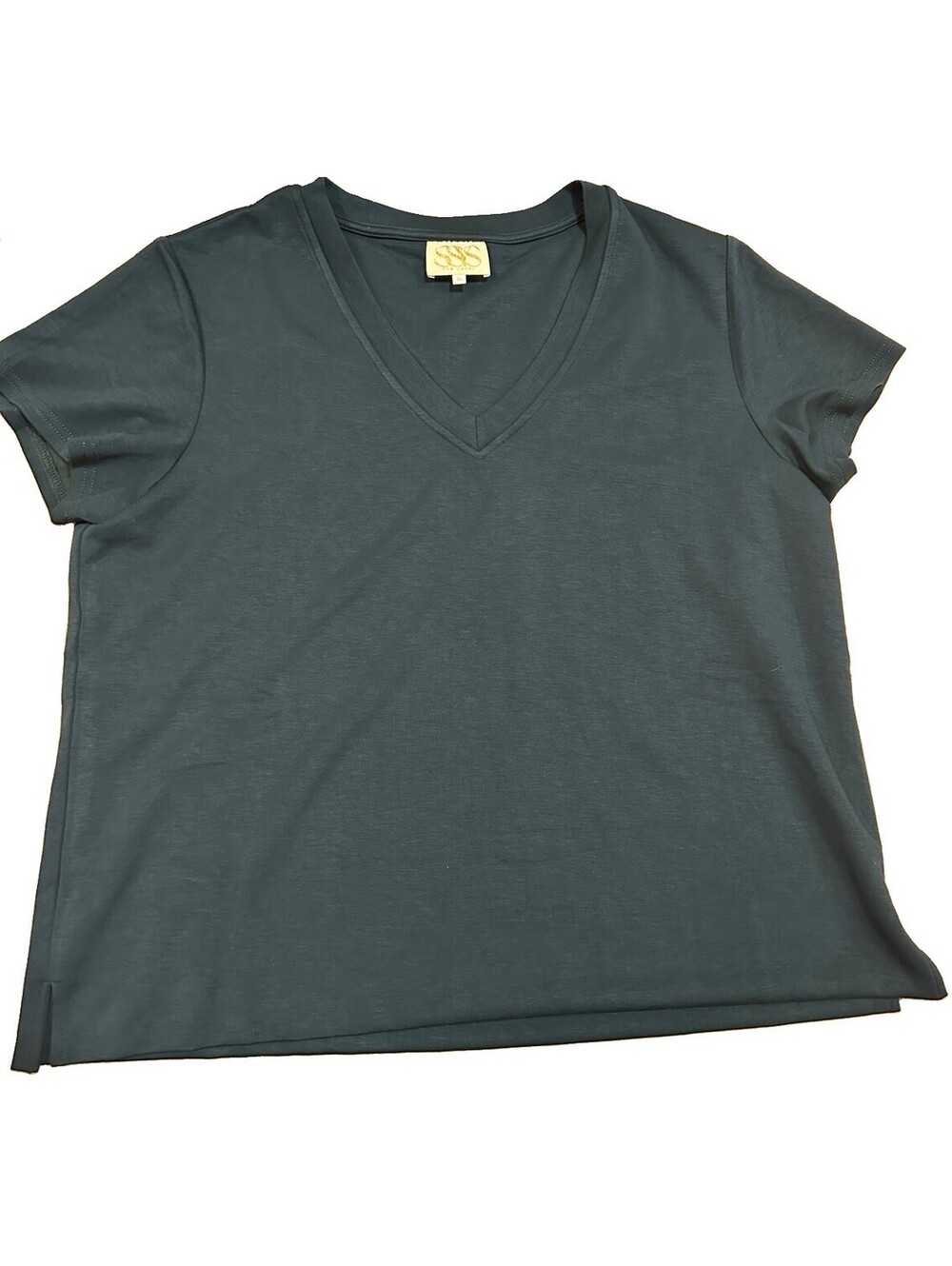 SSYS The Label Green V-Neck Tee Shirt Womens XXL Stretch Rayon Blend